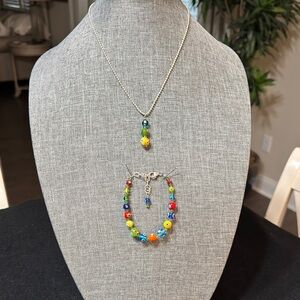 Colorful Millefiori Beaded Necklace and Bracelet Set